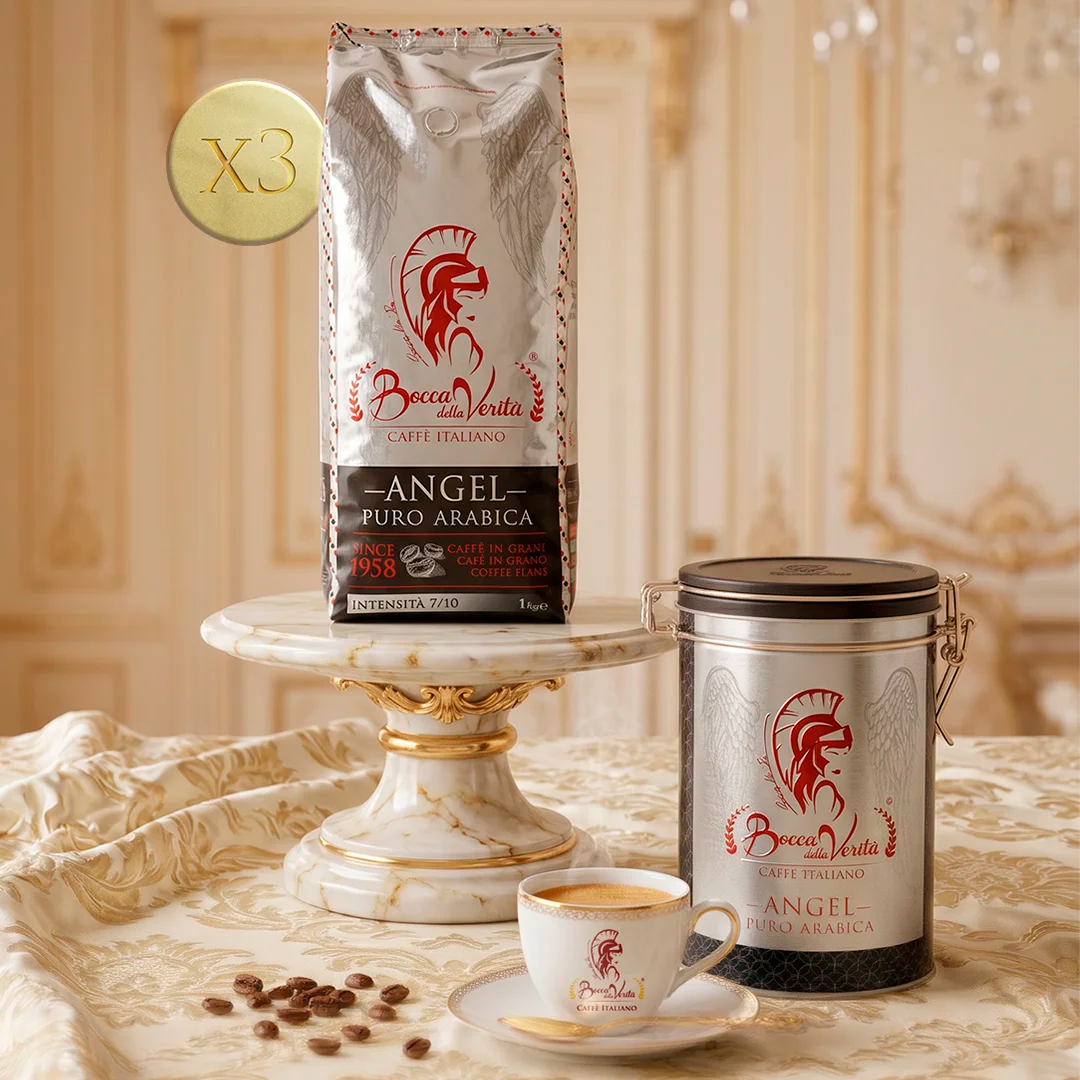 “Esencia Arabica” 3Kg de Café Italiano en Grano “Angel” + Lata de Regalo