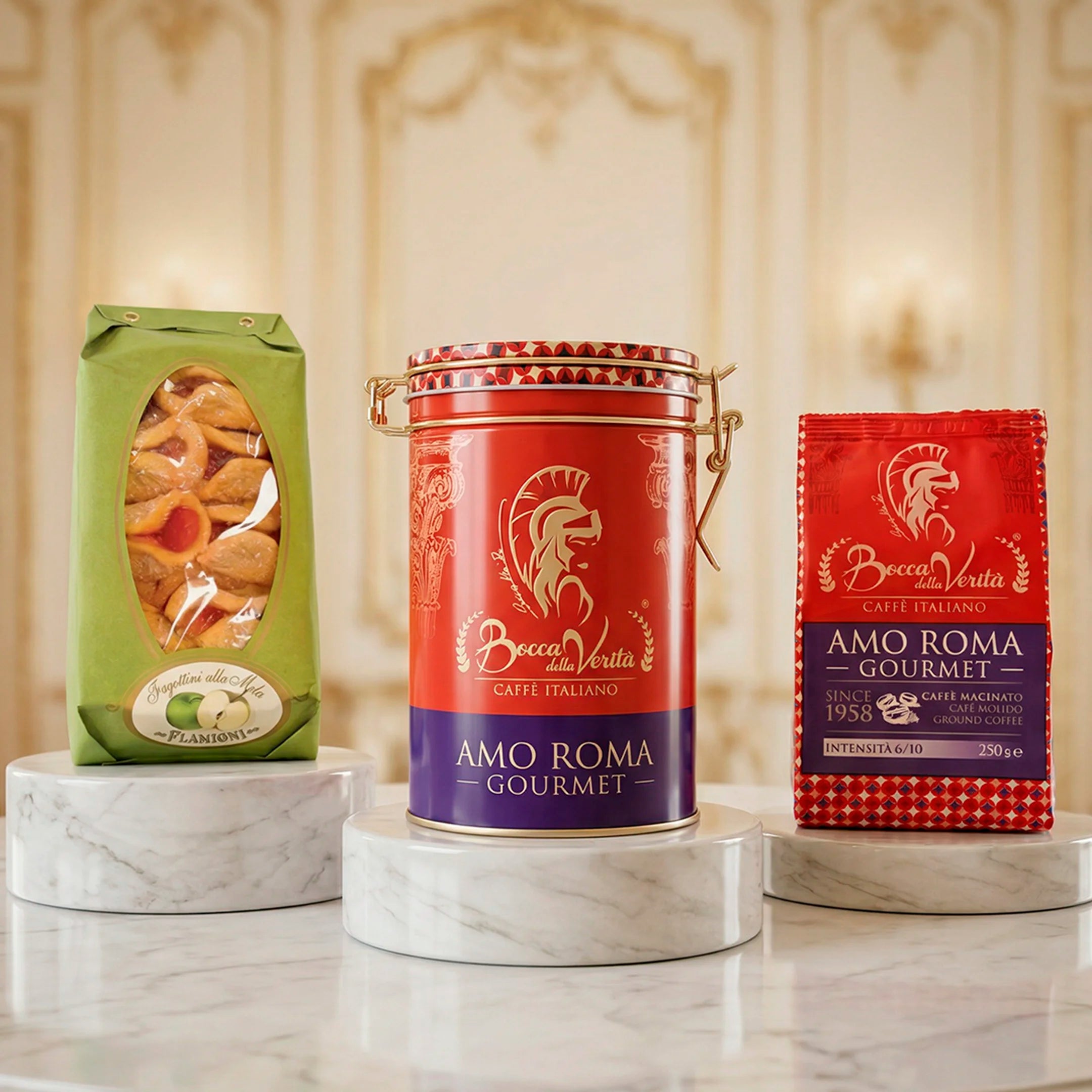 “Buongiorno Roma” Café Italiano Molido + Fagottini de Manzana