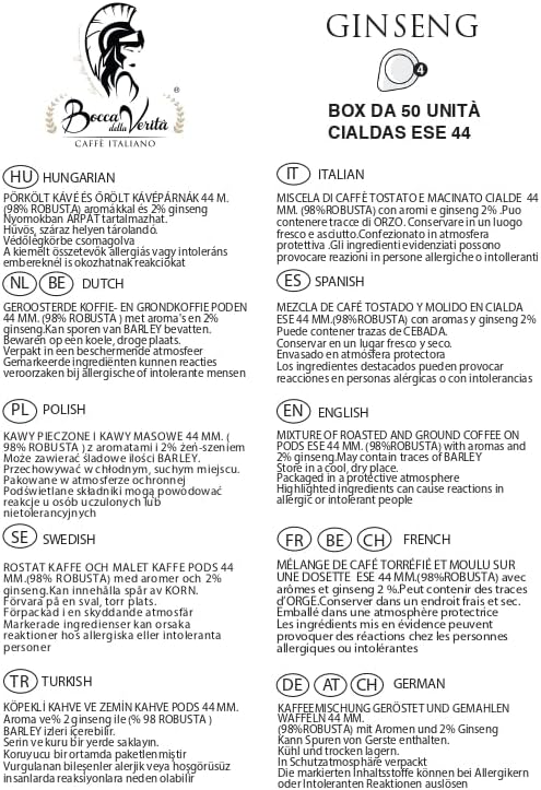 Cialde Pods ESE 44mm Italian Coffee with Ginseng