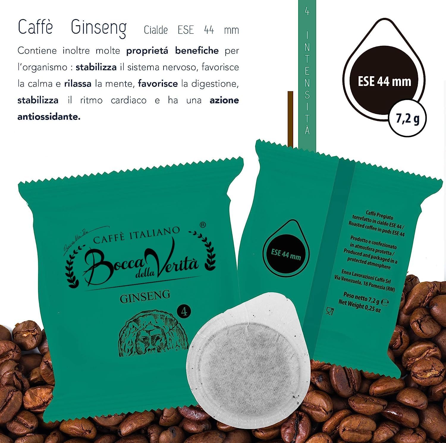 Cialde Pods ESE 44mm Italian Coffee with Ginseng