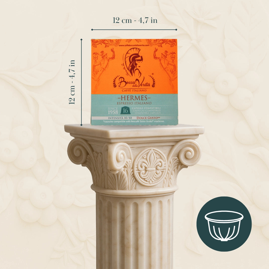 medidas café Bocca della Verità Hermes Espresso Italiano, 16 cápsulas compatibles con Dolce Gusto