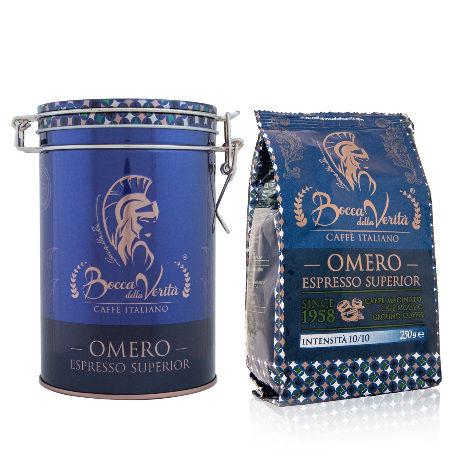 Lata Bocca della Verità de Aluminio Decorativa con Cierre Hermético con Café Molido de 250G