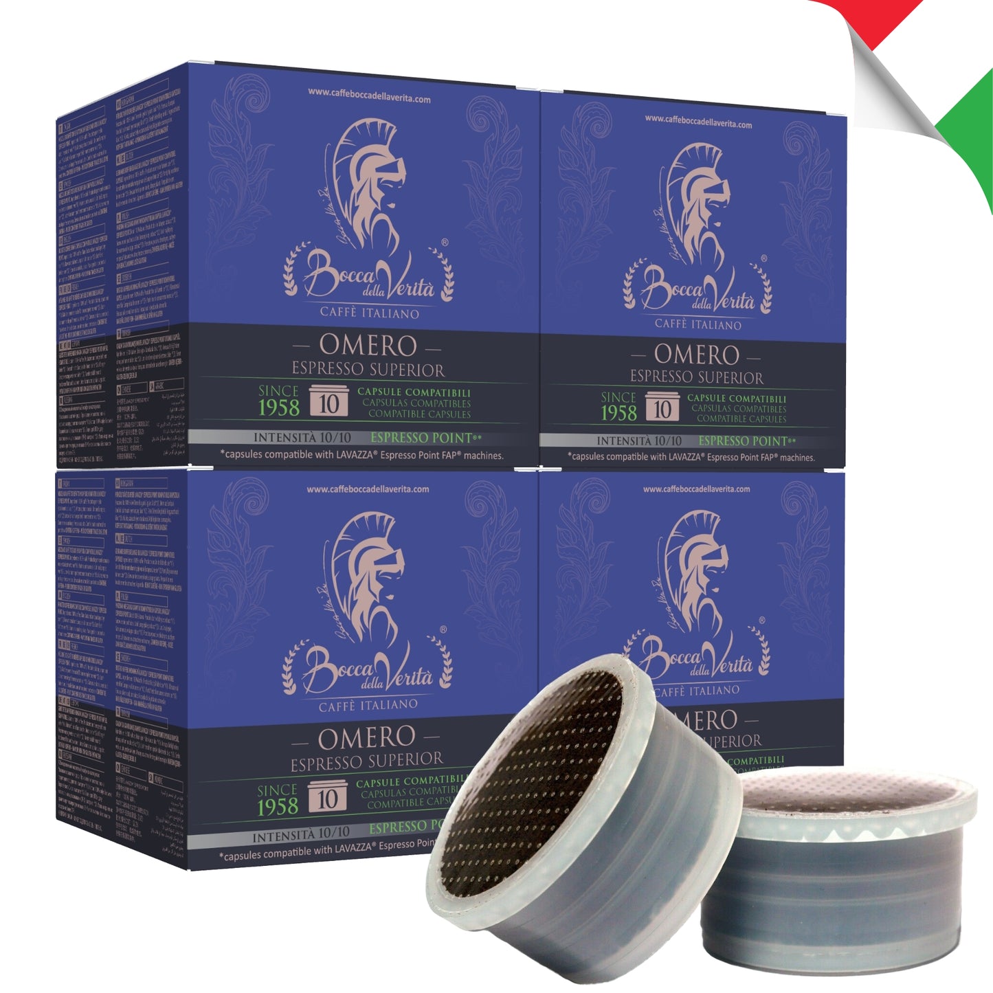 Omero Espresso Superior, Italian Coffee in FAP Compatible Capsules with Lavazza® Espresso Point® Coffee Machine