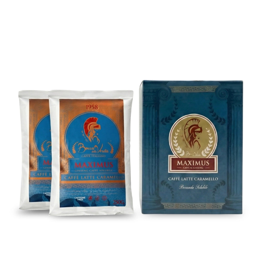 Latte Caramelo al Ginseng Soluble en Polvo, Bolsa de 250G, Producto de Italia