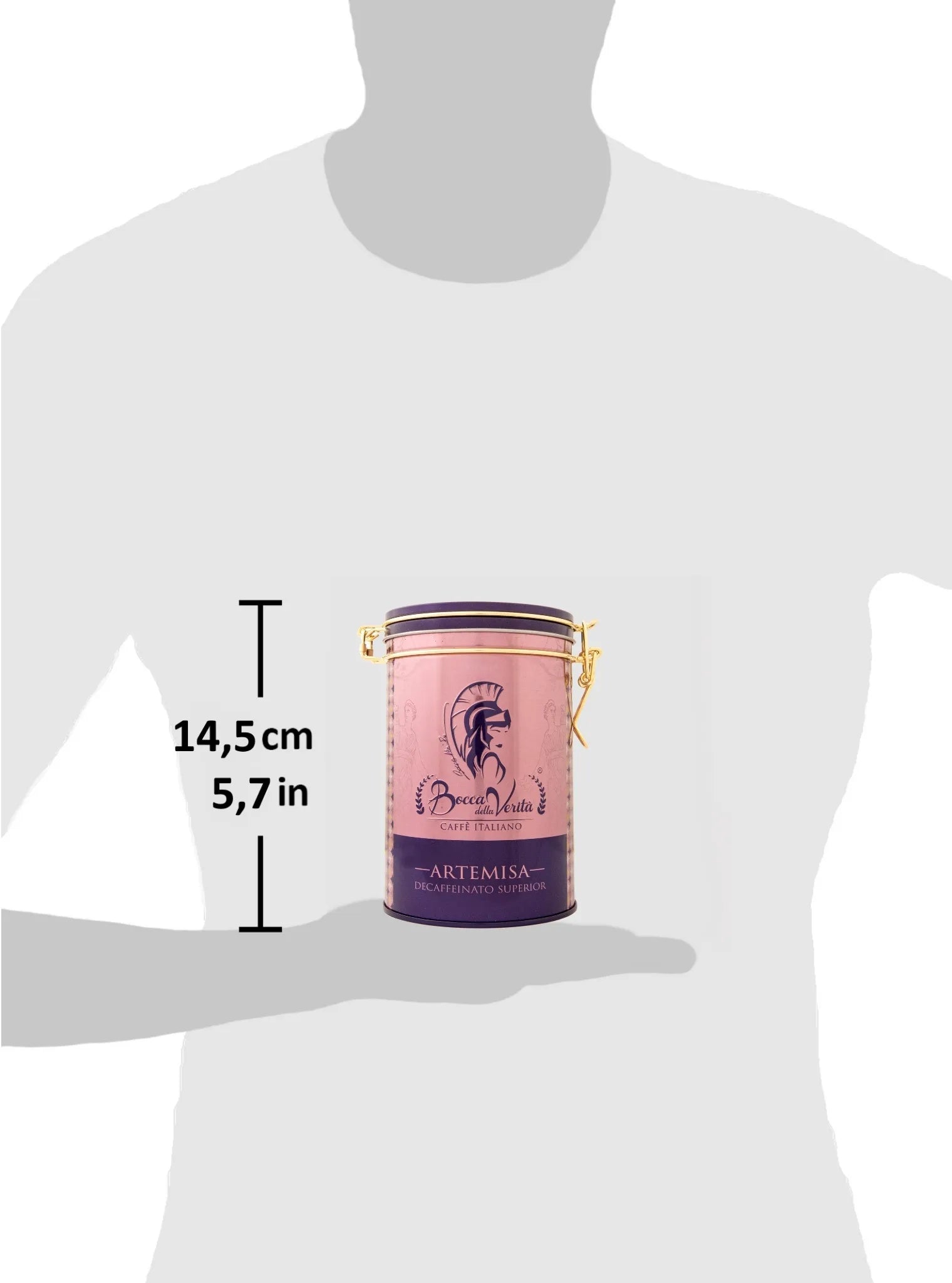 Decorative Aluminum Can with Hermetic Seal 250G of Italian Coffee Bocca della Verità Artemisa Decaffeinated