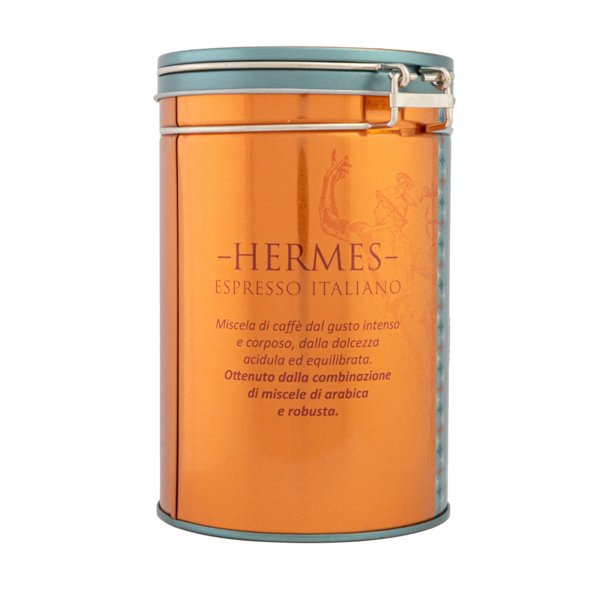 Lata "Hermes" de Aluminio Decorativa con Cierre Hermético con Café Molido de 250G