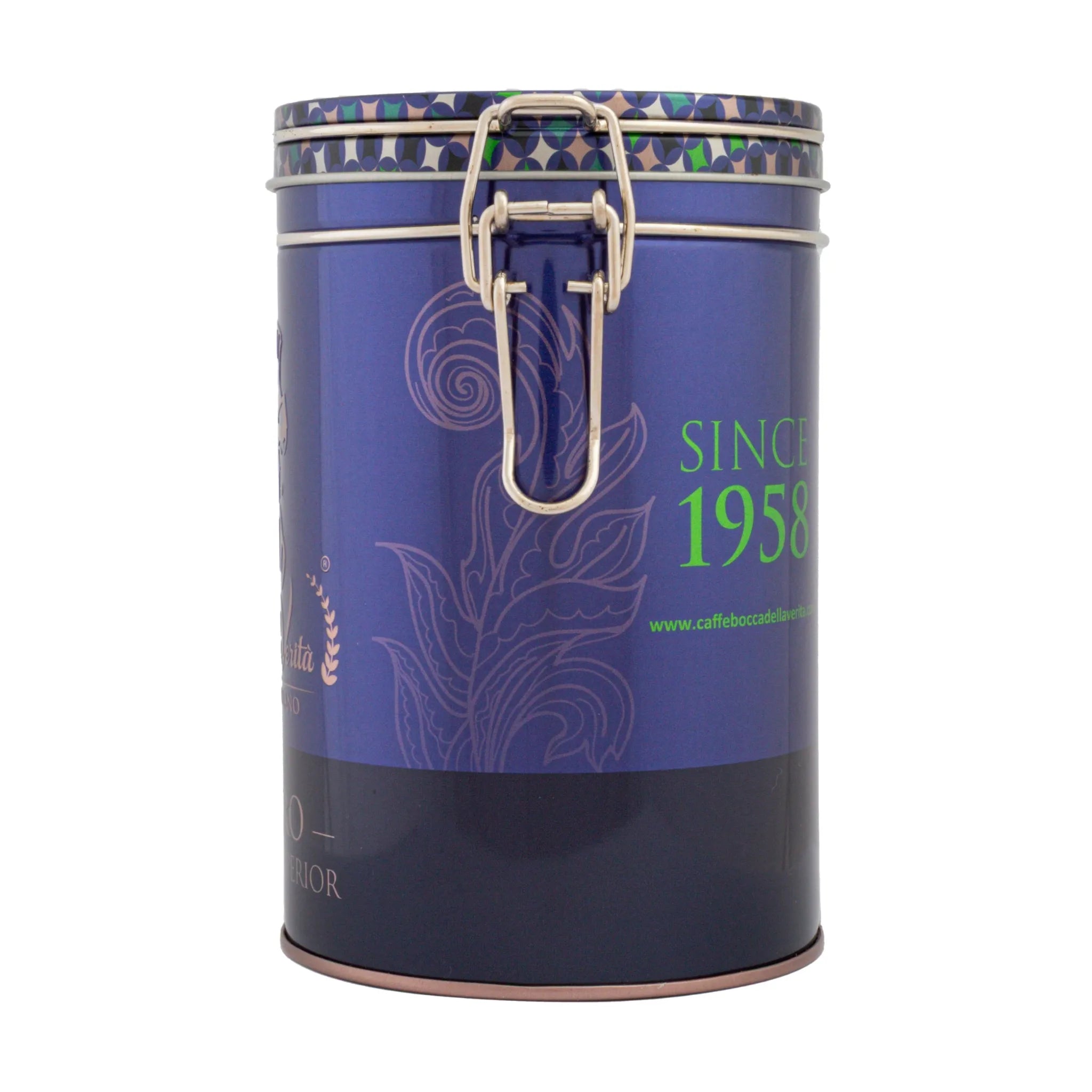 Decorative Aluminum Can with Hermetic Closure 250G Italian Coffee Bocca della Verità Omero Espresso Superior