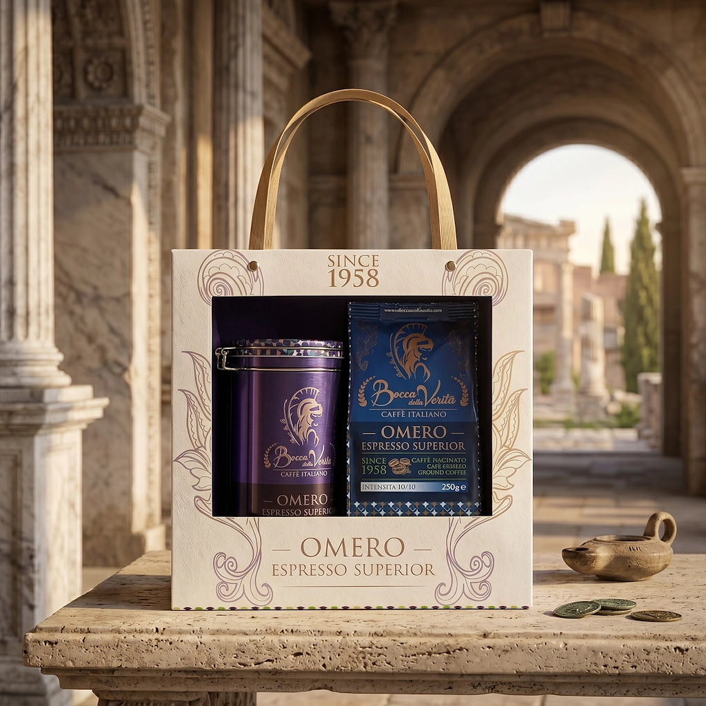Lata Bocca della Verità de Aluminio Decorativa con Cierre Hermético con Café Molido de 250G
