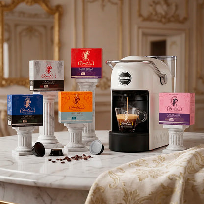 Caffettiera A Modo Mio® Jolie Bianca + Regalo 10 Capsule Bocca della Verità® Compatibili