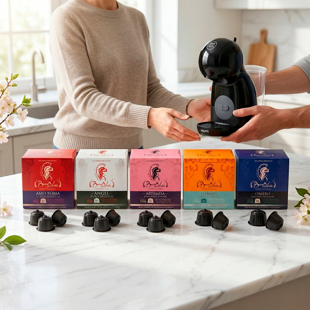 Krups® Nescafé® Dolce Gusto® Piccolo XS + Degustación 5 Blends Premium Bocca della Verità®