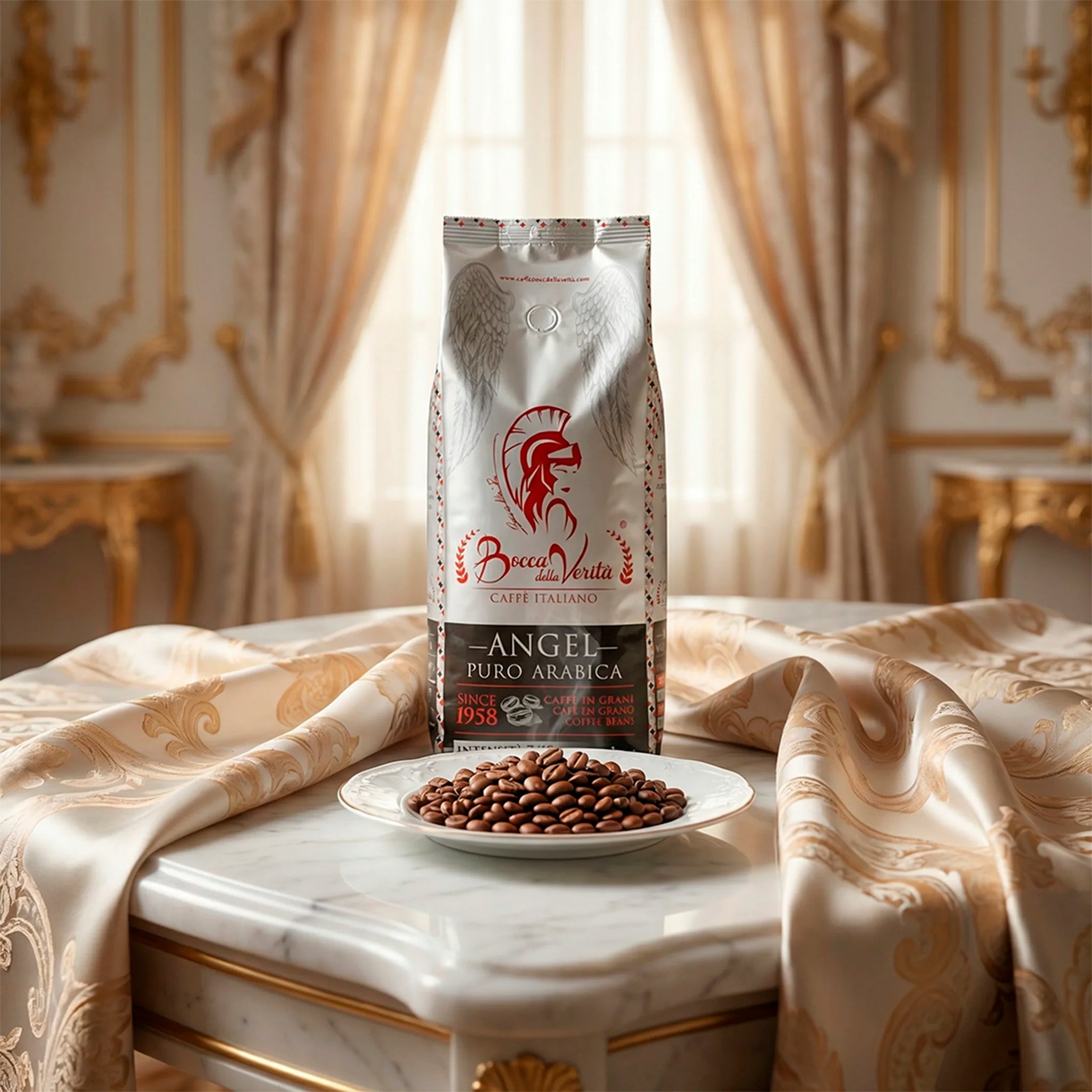 “Esencia Arabica” 3Kg de Café Italiano en Grano “Angel” + Lata de Regalo