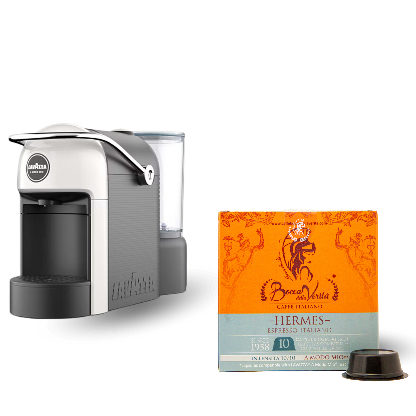 Cafetera Lavazza® A Modo Mio® Jolie Blanca + Regalo 10 Cápsulas Bocca della Verità® Compatibles