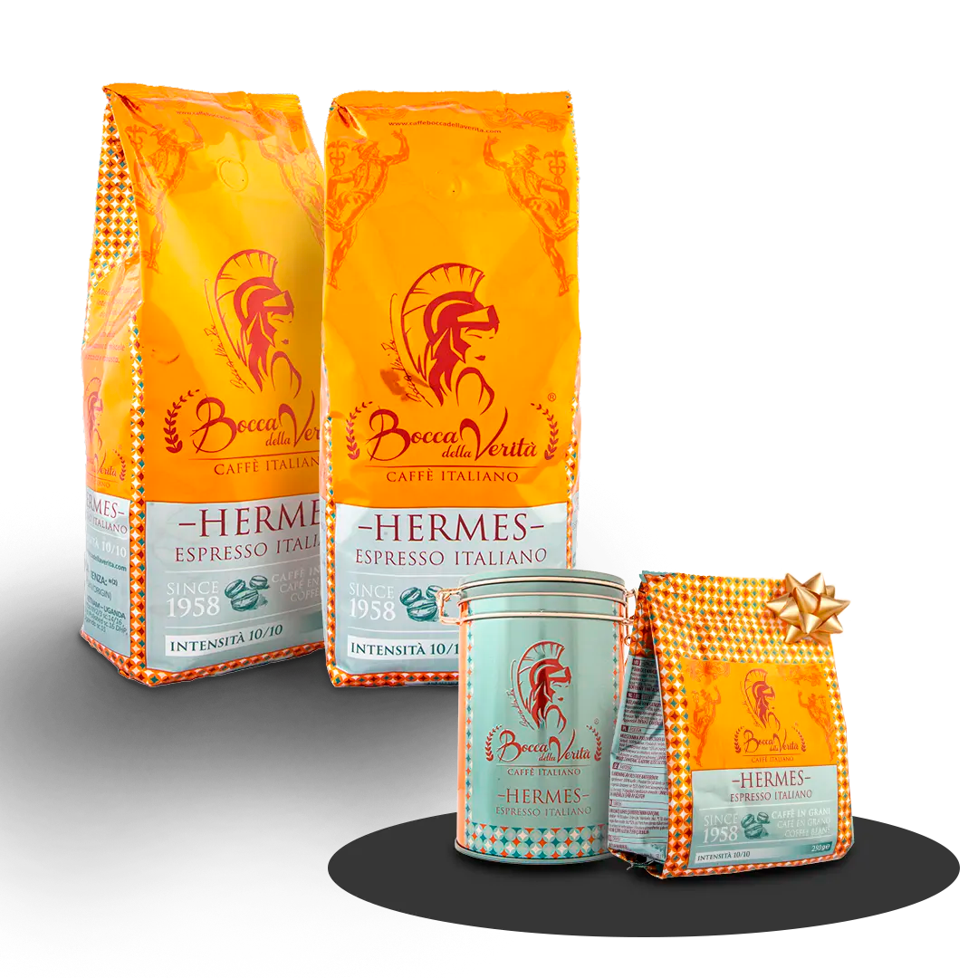 2 confezioni di caffè in grani Hermes da 1 kg - TI REGALAMO 250 g di chicchi interi + lattina