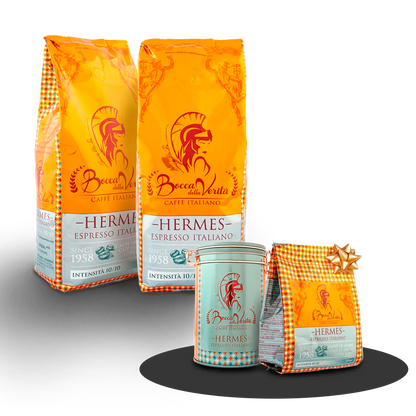 2 confezioni di caffè in grani Hermes da 1 kg - TI REGALAMO 250 g di chicchi interi + lattina