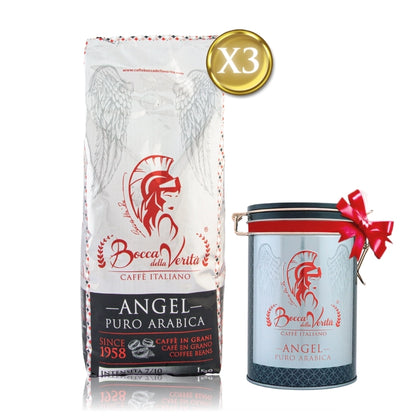 “Esencia Arabica” 3Kg de Café Italiano en Grano “Angel” + Lata de Regalo