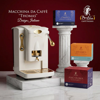 RISERVA “Thomas” La Nuova Icona Italiana: Macchina da Caffè ESE 44mm Bocca della Verità® (150 cialde in regalo)