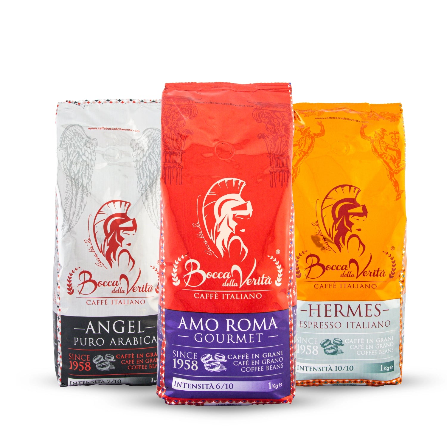 Promozione speciale: 3 kg di chicchi di caffè italiano - Amo Roma + Angel Arabica + Hermes Italian Espresso