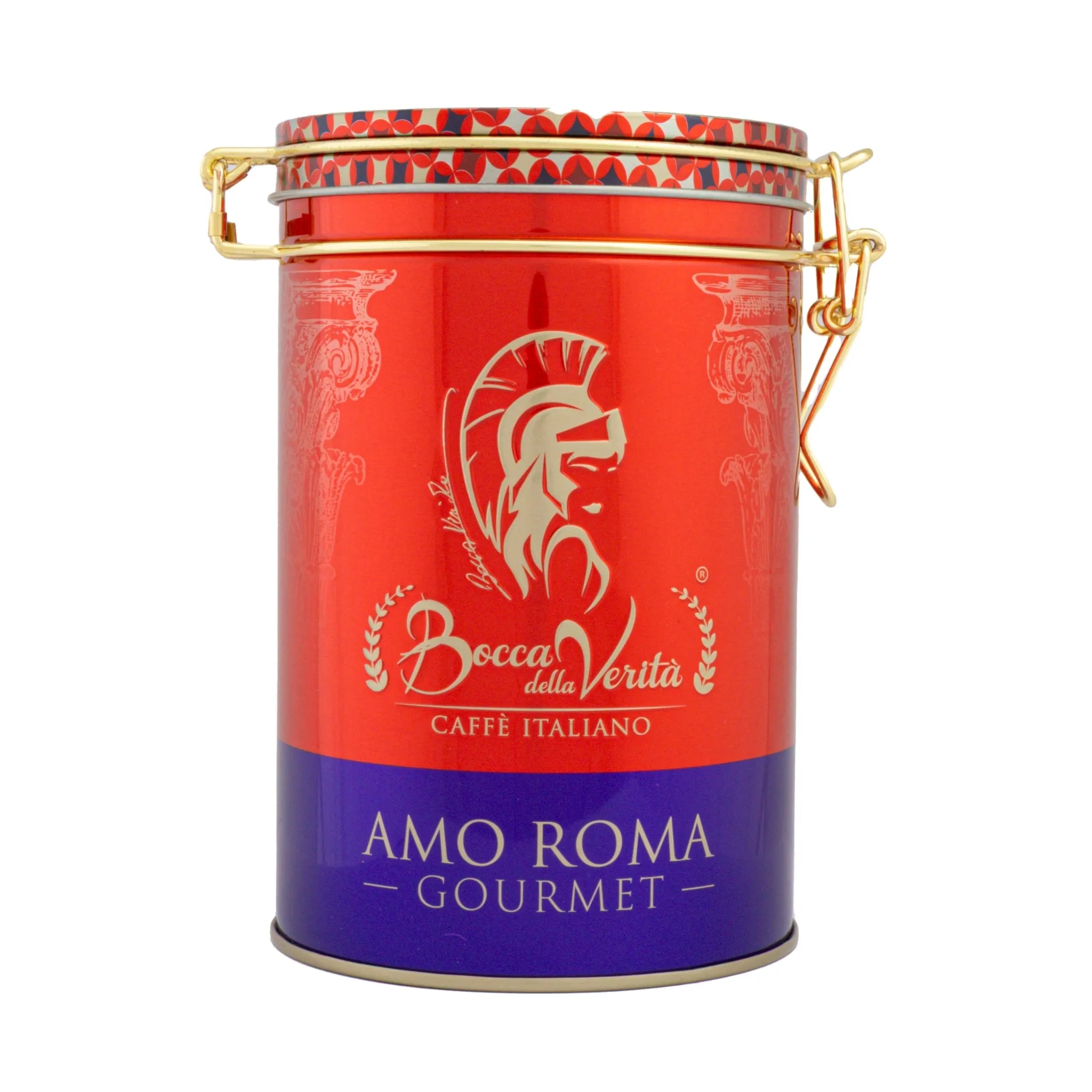 Decorative Aluminum Can with Hermetic Closure 250G of Italian Coffee Bocca della Verità Amo Roma Gourmet