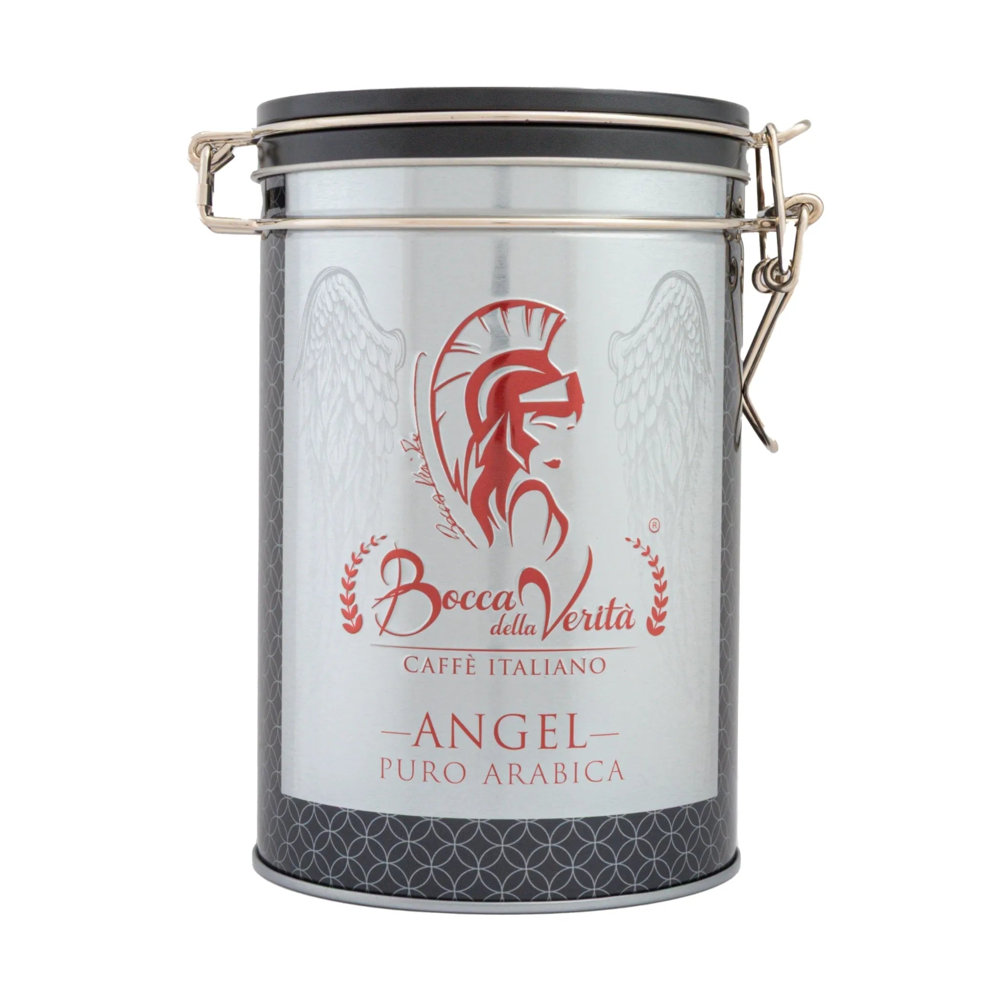 Decorative Aluminum Can with Hermetic Closure 250G of Bocca della Verità Angel Pure Arabica Italian Coffee