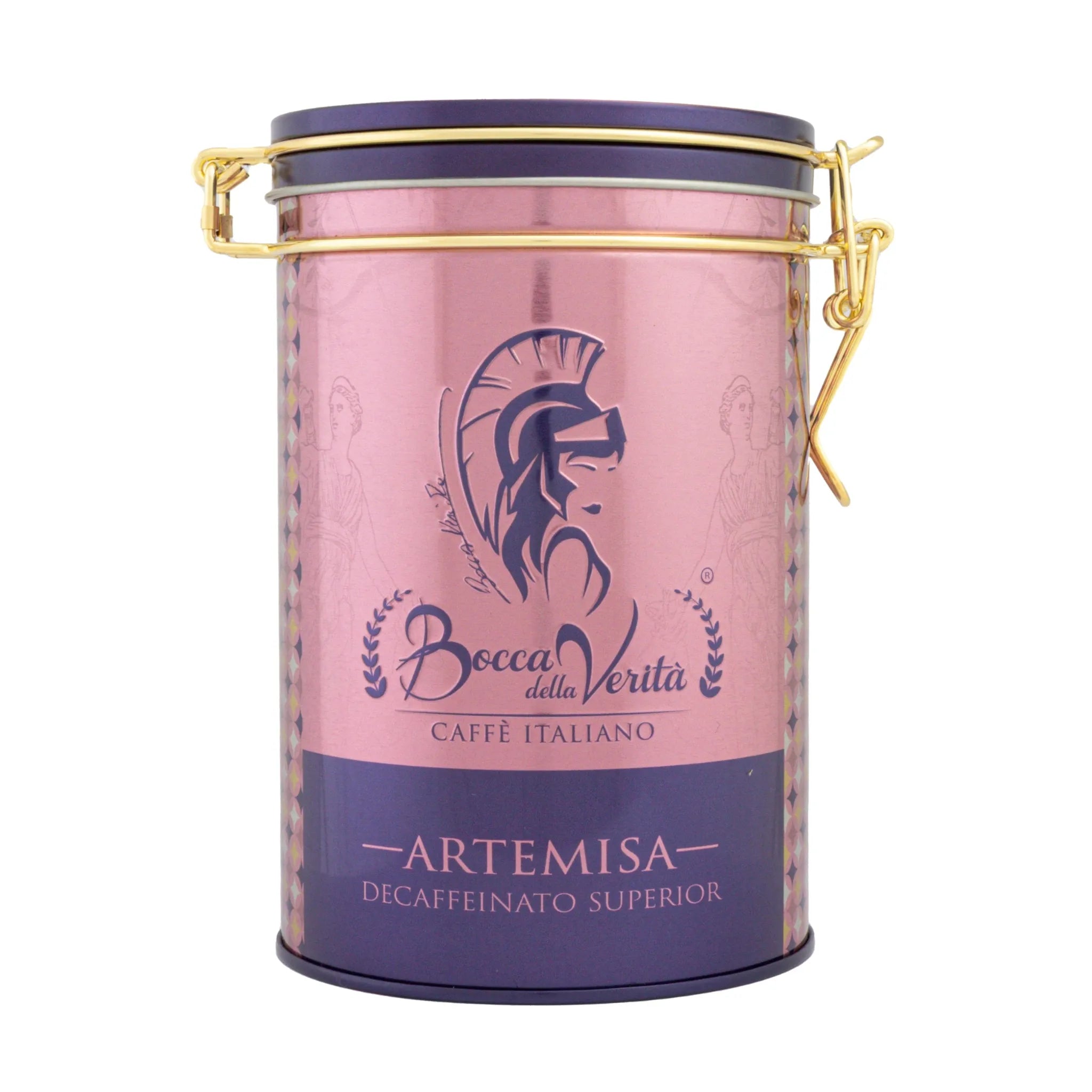 Decorative Aluminum Can with Hermetic Seal 250G of Italian Coffee Bocca della Verità Artemisa Decaffeinated
